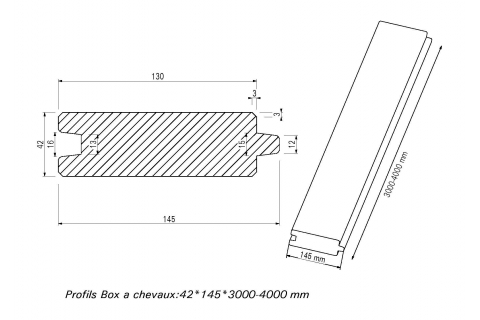 Profil Box à chevaux ou profil chalet Douglas 32 x 135 utile